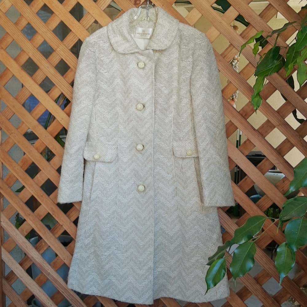 Vintage Bromleigh Ivory Wool Winter Dress Coat